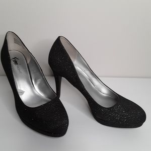 Fioni black sparkle platform heels pumps